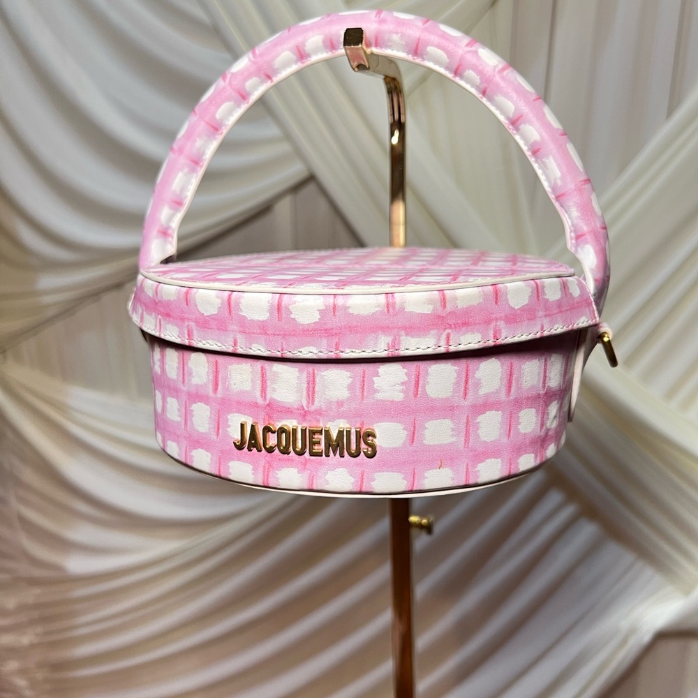 Jacquemus Pink Checkered Round Top-Handle Bag - Picture 2 of 8